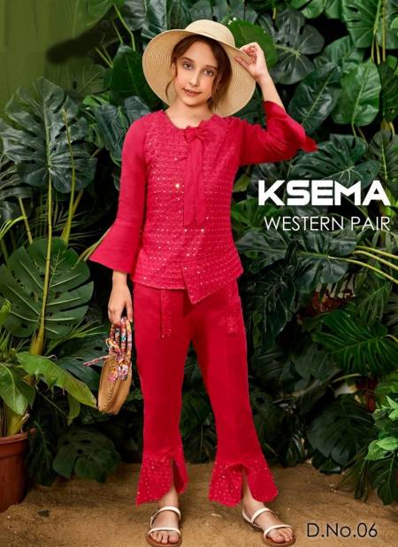 Red Colour KSEMA PAIR Fancy Wear Designer Top With Bottom Kids Latest Collection KSEMA 6